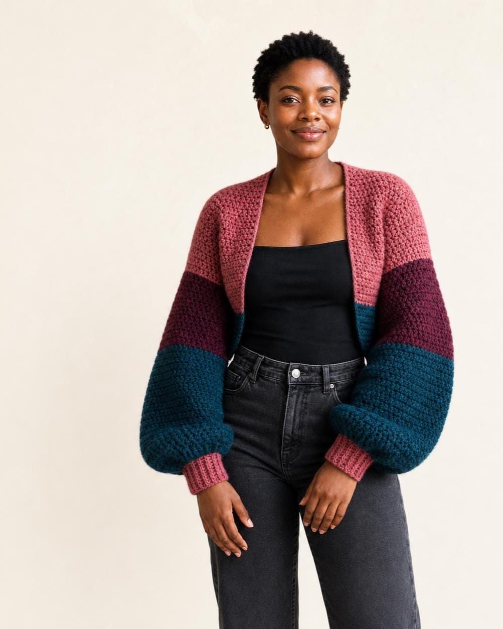 Chunky Crochet Bolero Pattern PDF, Oversized Balloon Sleeve Shrug, XS-4XL Inclusive Sizing, Beginner